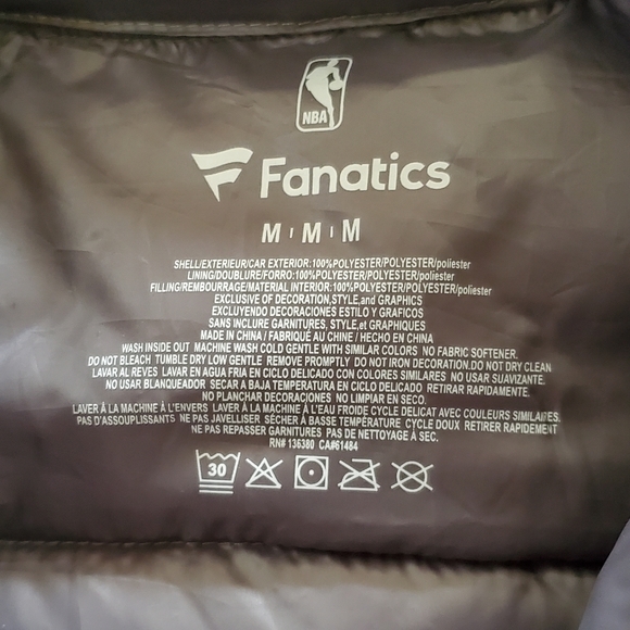 Fanatics Golden State Warriors Gray Polyester Puffer Jacket (New) - Picture 5 of 5